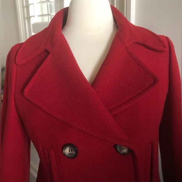 Talbots Dark Red Double Breasted Peacoat Style Coat - Picture 4 of 5